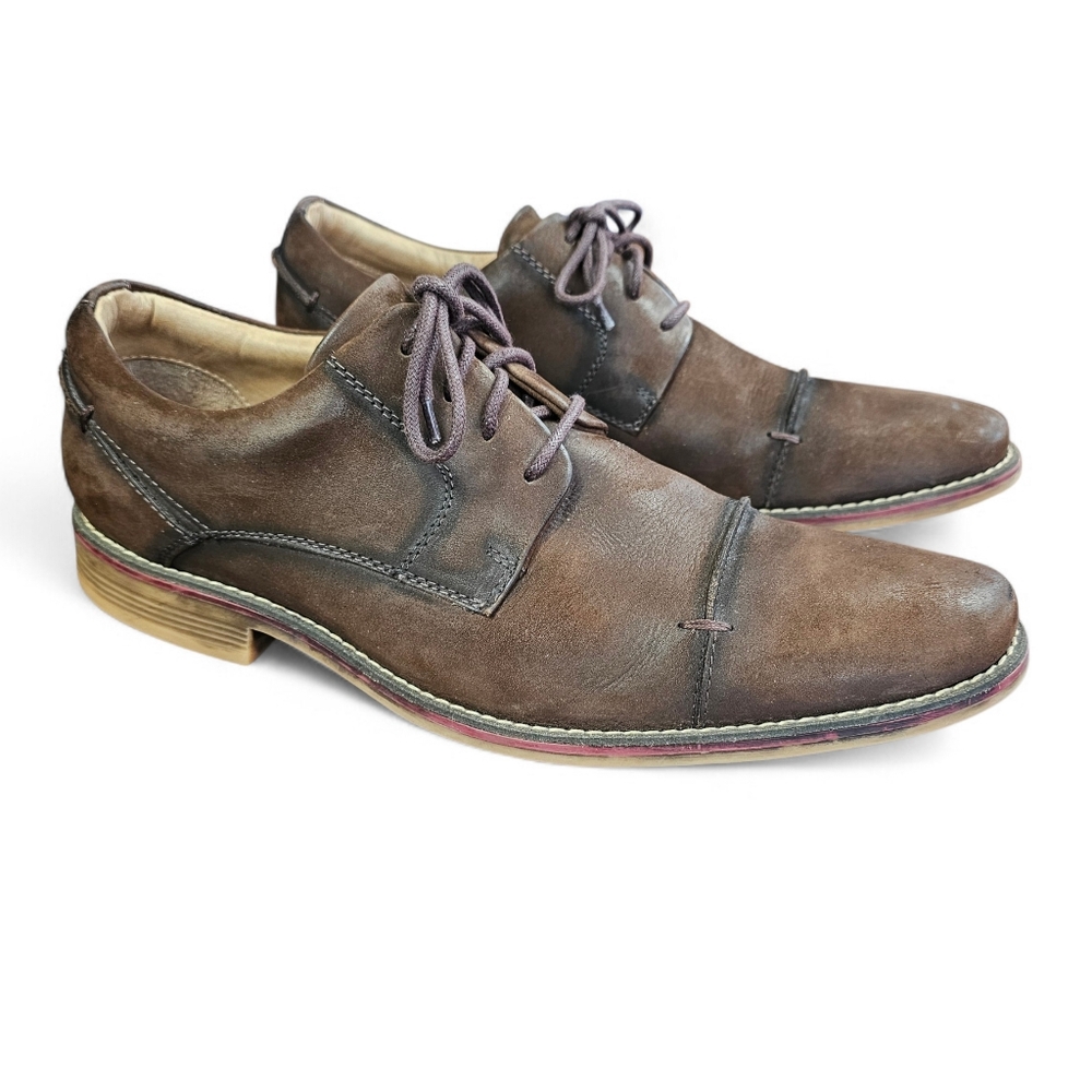 Belvedere Paris Men's Brown Leather Cap Toe Oxford Dress Shoes